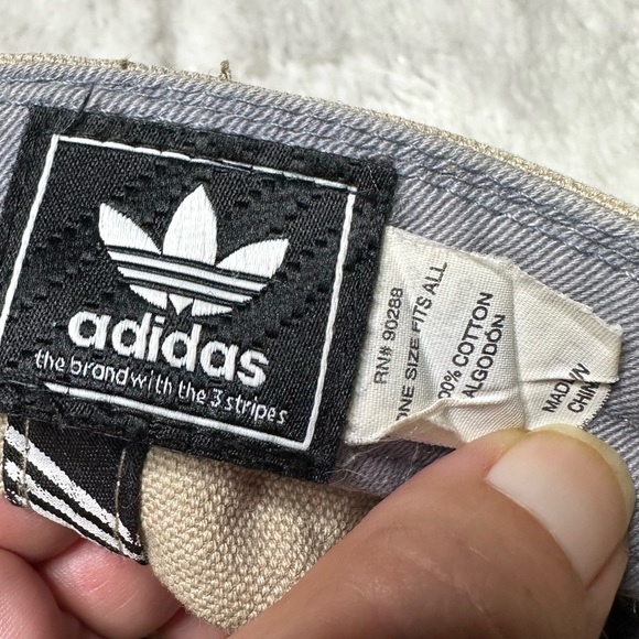 Adidas Logo Snapback Dad Cap Baseball Hat Cream Adult Unisex OS - Picture 10 of 11